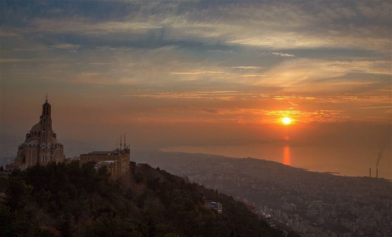 Sunset view from Harissa (The Lady of Lebanon - Harissa)