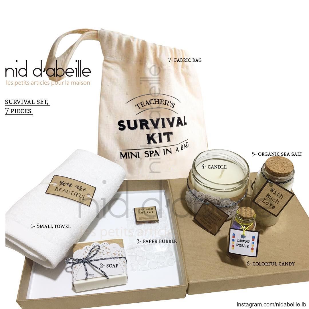 Survival kit bag 🎁 teachers day! Write it on fabric by nid d'abeille ...
