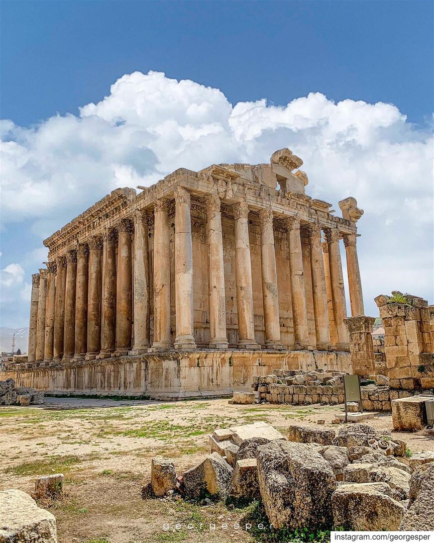 Temple of Bacchus ~the Roman god of wine~ standing at 31 m, is one of the... (Baalbek, Lebanon)