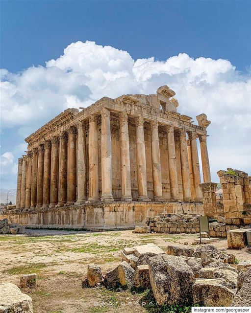 Temple of Bacchus ~the Roman god of wine~ standing at 31 m, is one of the... (Baalbek, Lebanon)