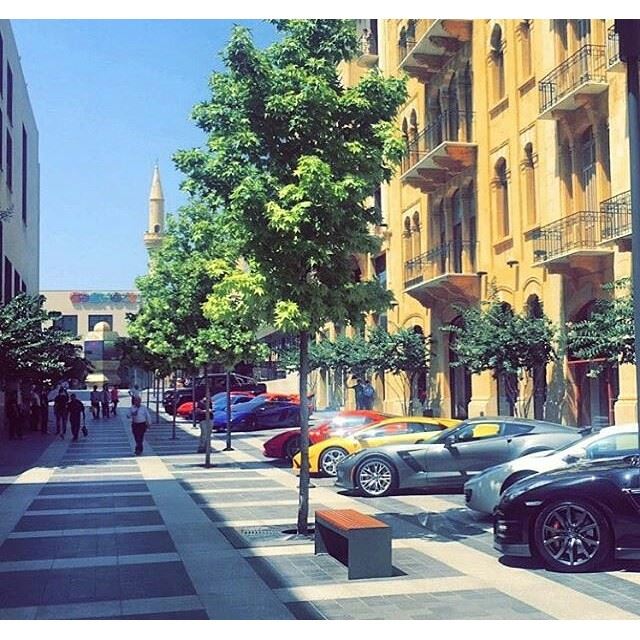 The Beirut grand prix racing cars warming up in Fakhry Bey Street. 🚗 (Beirut Souks - Downtown Beirut)
