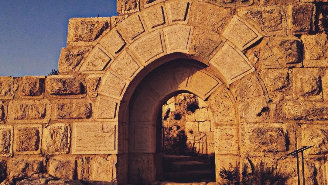 The door of dreams 🌅  sunshine  castle  beauty  wonder  dreamy  yellow ... (Beaufort Castle, Lebanon)