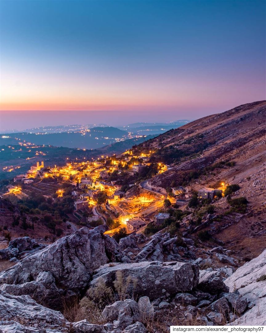 The golden Diamonds - Blue hour at the Southern mountains of Lebanon. ... (South Governorate)