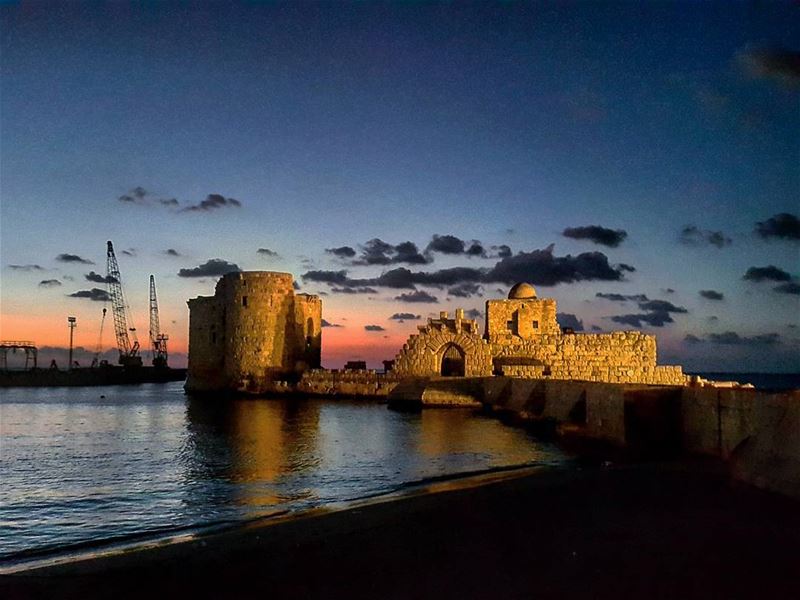 The most precious time of the day 🌅  Sidon  Sunset  SeaCastle  Landscape... (Sidon Sea Castle)