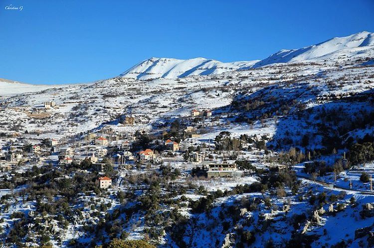 The Northern mountains covered in snow ❄️ mountains  snow  winter  white ... (North Governorate)
