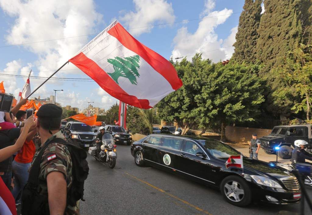 The President Michel Aoun Drives in Hazmieh