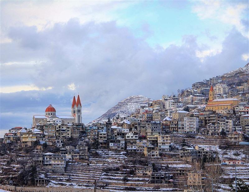The snow is landing on a lego village. awesomeearth  nakedplanet ... (Bsharri, Lebanon)