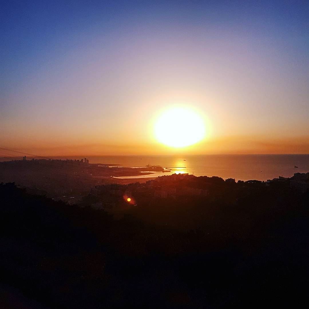 The sun, the sea and shades of Beirut city  sunset  ig_sunset  sunset_pics... (Matn District)