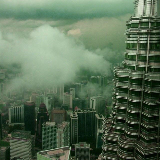 The view from the world's highest twin towers, Kuala Lumpur, Malaysia....