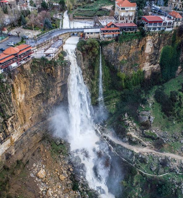 The Waterfall Is Back!! 😍...  jezzine  lebanon  dji  drones ... (Jezzine District)