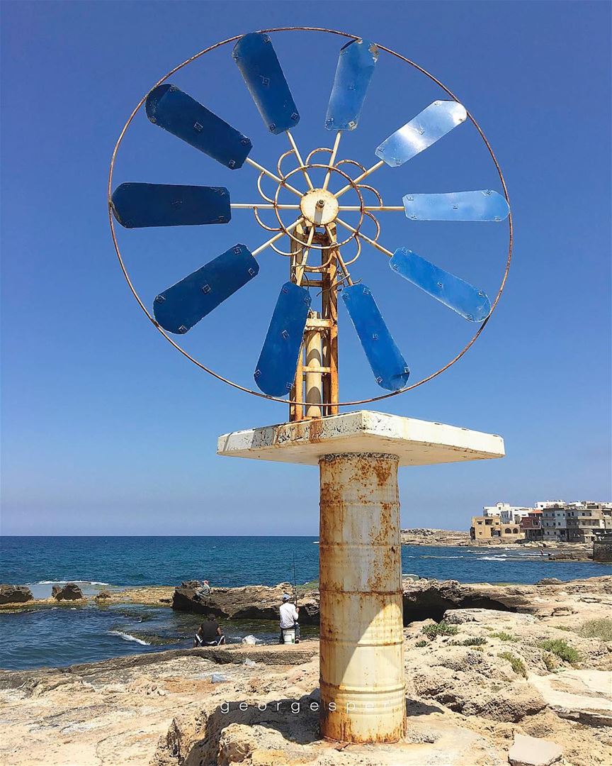 The wind wheel, Symbol of the coastal town of Enfeh, North of Lebanon 🇱🇧... (Al Baydar Restaurant)