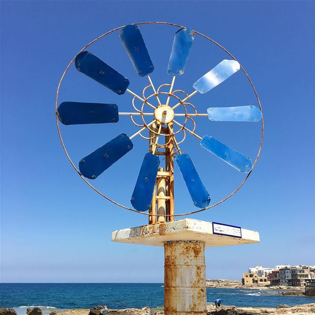 The windmills of Enfeh, Lebanon 🇱🇧 view from @albaydar.anfeh ........ (Anfeh - Koura sea)