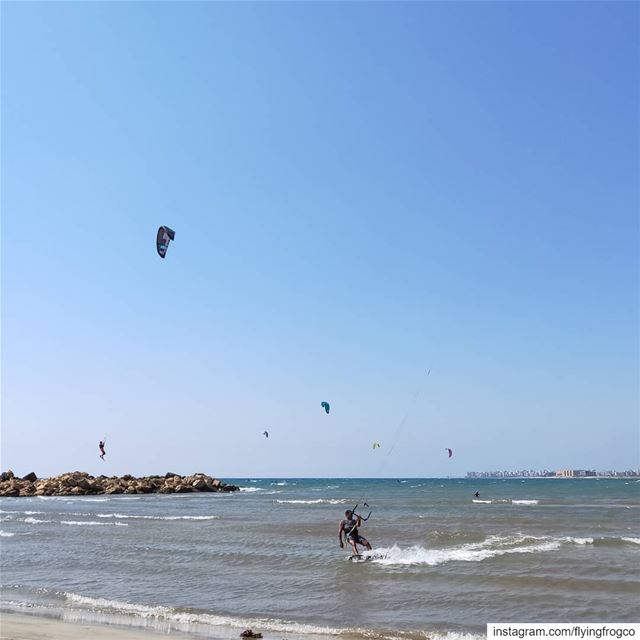 Too windy to be true 🤙🏻Book your kiteboarding lesson now...... (Tripoli, Lebanon)