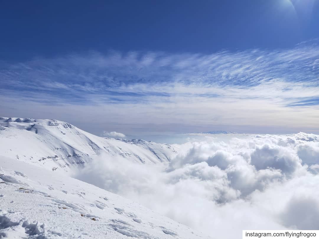 Top view of the storm with Mount Hermon in the background and Mount... (Mzaar Ski Center)