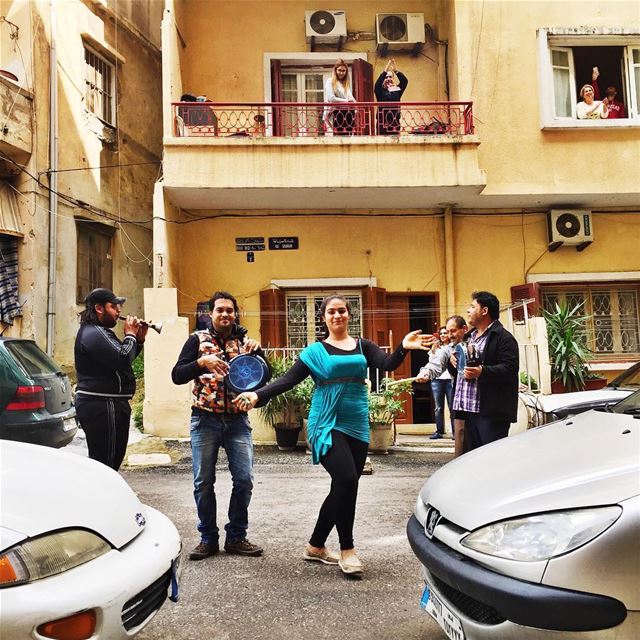 Unusual urban scene: street artists from Tripoli performing a show in the... (Achrafieh Sioufi)