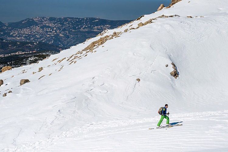 Up he goes with Serenity  lebanon  falougha  snow  skidefond  mountains ... (Falougha, Mont-Liban, Lebanon)