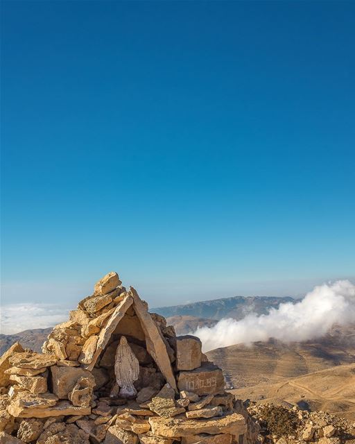 Virgin of the Snows. She stands there in her little stone niche, sheltered... (Mzaar Kfardebian)