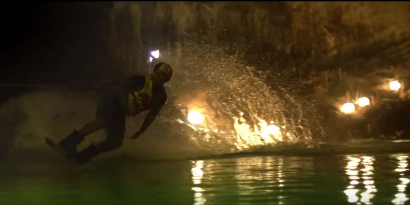 Wakeboarding in the Jeita Grotto (video)