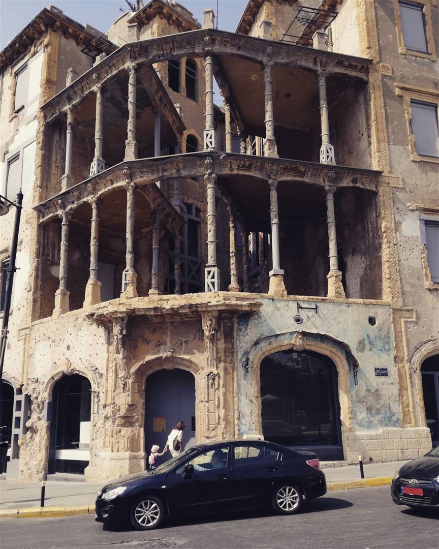 War memories 🏚️  beirut  lebanon  achrafieh  hamra  architecture ... (Hamra street , Beirut - شارع الحمرا ، بيروت)