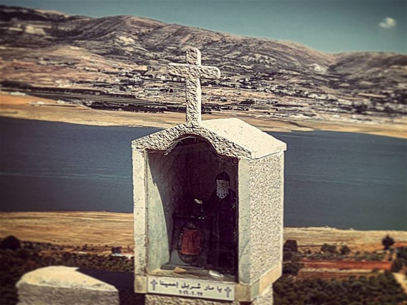Watcher  ontheedge  surreal  religious  shrine  ontheedge  lebanese ... (Lake Qaraoun)