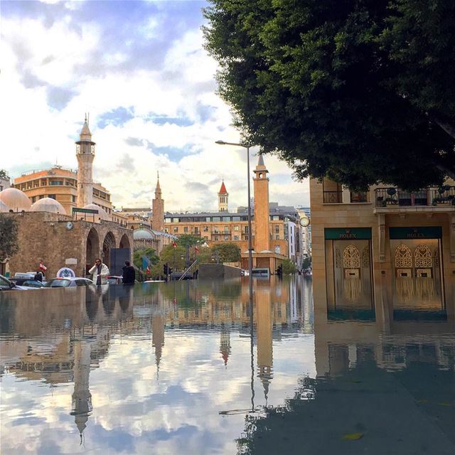  water  reflection  clouds  streetphotography  streetstyle  mosque ... (Beirut, Lebanon)
