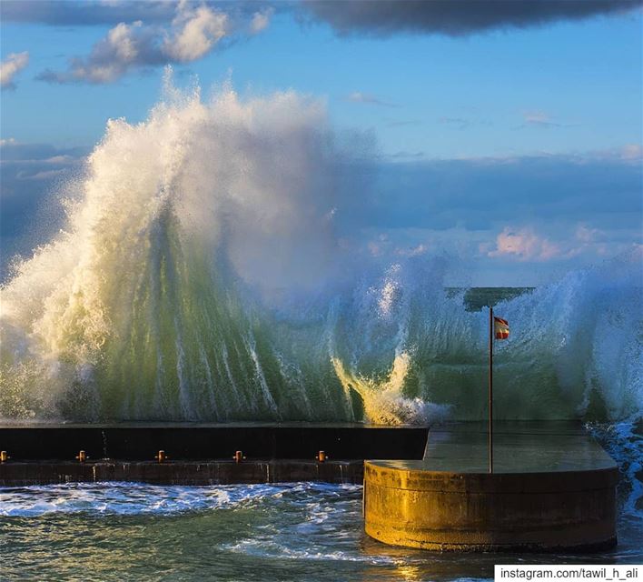 Wavey Day🌊<<--swipe -- instapic  sea  waves  stormyweather ... (Manara Beyrouth)