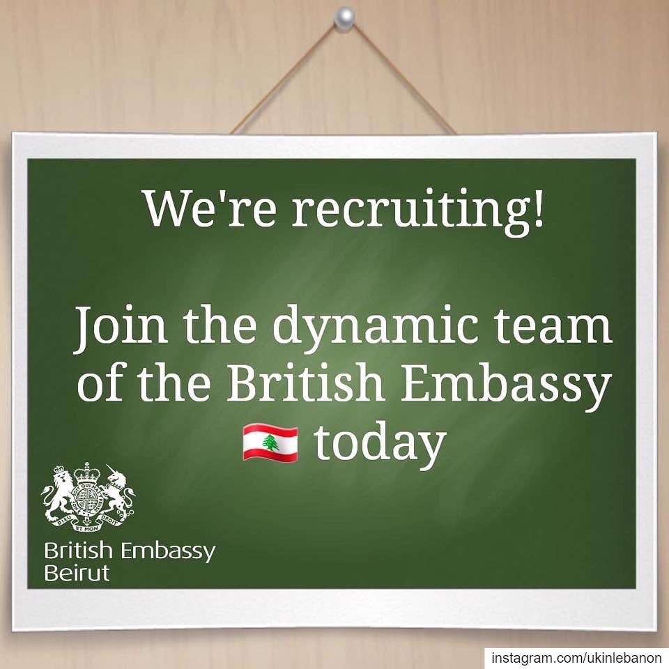  we are hiring  comeworkwithus The British Embassy in Beirut is seeking...