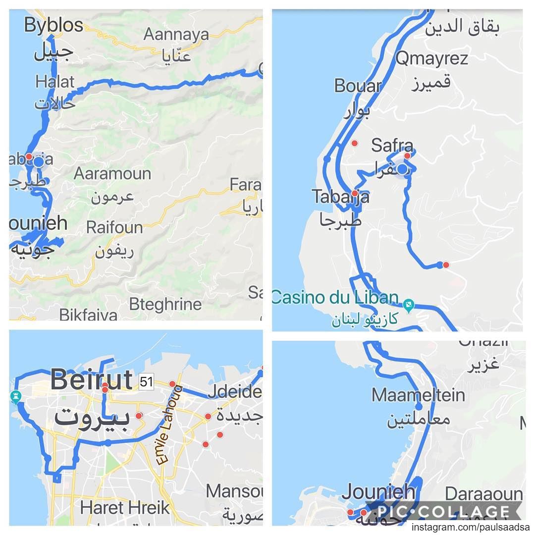 What I have done so far from Lebanon roads on google maps 300 km, the blue... (Lebanon)