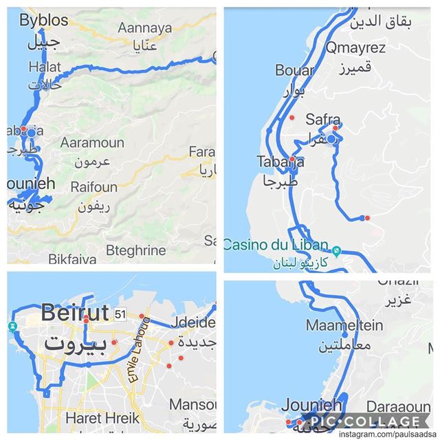 What I have done so far from Lebanon roads on google maps 300 km, the blue... (Lebanon)