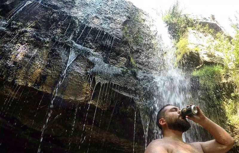 What Is More  Refreshing Than A Cold  Beer Under A Fresh  Waterfall 🍻💦 ... (Faraya, Mont-Liban, Lebanon)