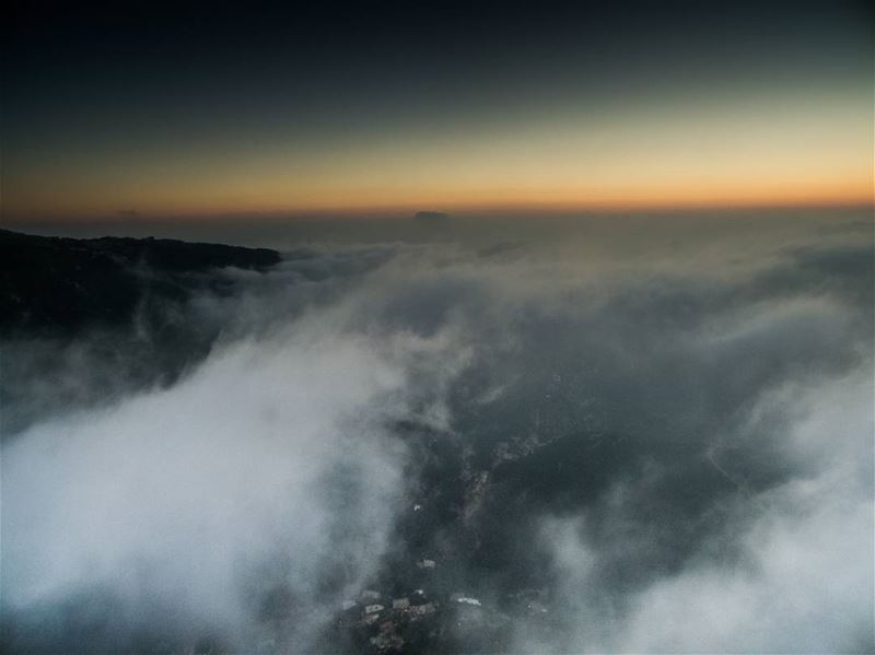 When my drone is high above the clouds and towards sunset ........... (Hiyâta, Mont-Liban, Lebanon)