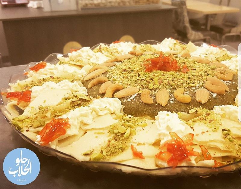 Why not halewet el jibn with mafrouke made with pistachios in the center ?... (Abed Ghazi Hallab Sweets)