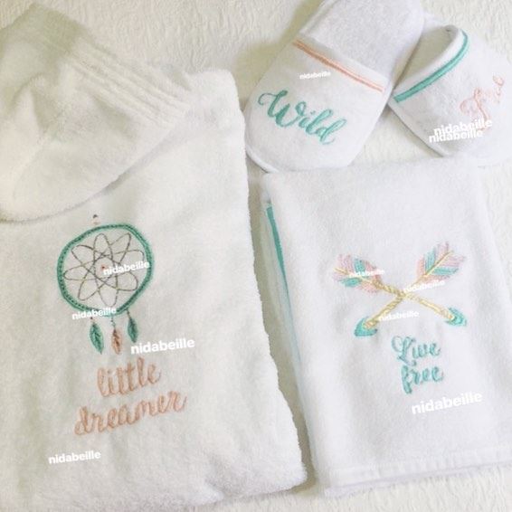 Wild & Free ☁️ Order your linen set! Write it on fabric by nid d'abeille ...
