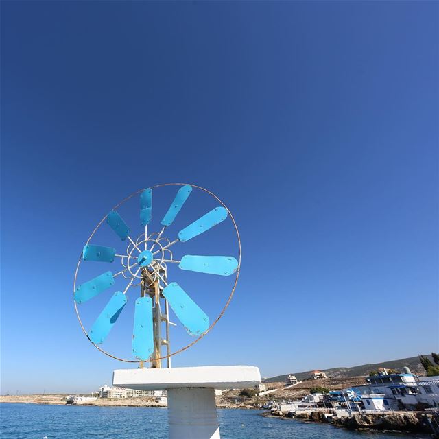  windmill  anfeh  lebanon  blue  sky  sea  Beautiful ... (Anfeh Al-Koura أنفه الكورة)
