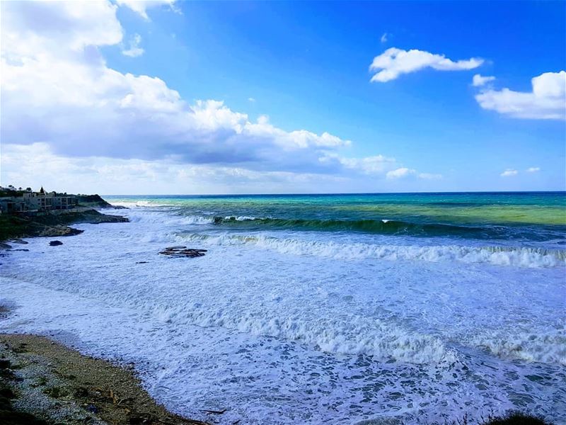 Winter's shades of blue  winter  sea  color  waves  beach  amazing ... (El Madfoun Beach)