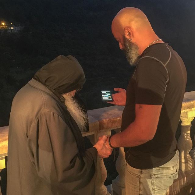 With the hermit Father Youhanna Khawand😌  hermit  lebanon  kozhaya  monk ... (Mar Antonios-Kozhaya)