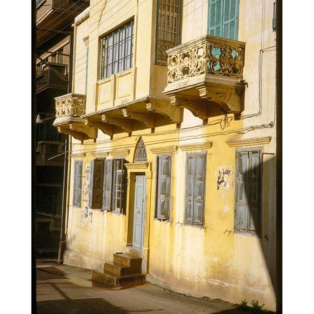 Yellow Building With Two Balconies RasBeirut - 1965 .