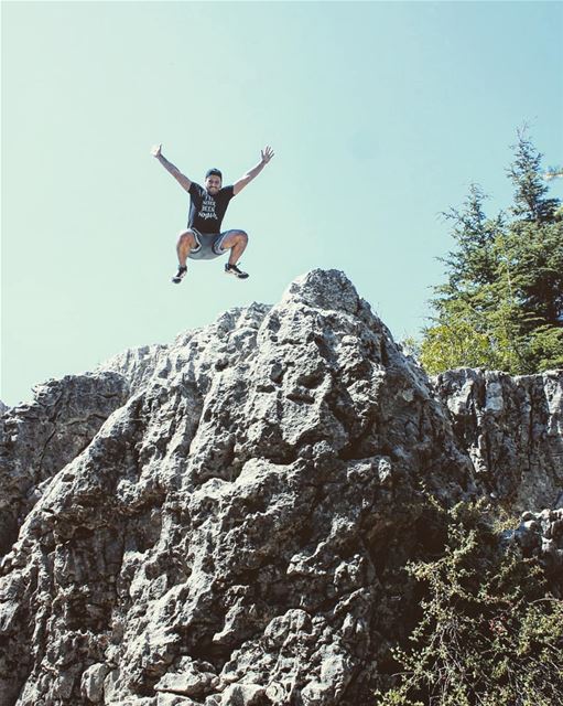 Yes, i can fly 🦅😂  ainzhalta  mountlebanon  hiking  jump  fun  nature ... (Aïn Zhalta, Mont-Liban, Lebanon)