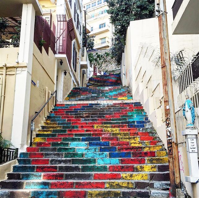 You don't have to see the whole staircase, Just take the ☝🏼 first step 😉@ (Achrafieh - Mar Mikhael)