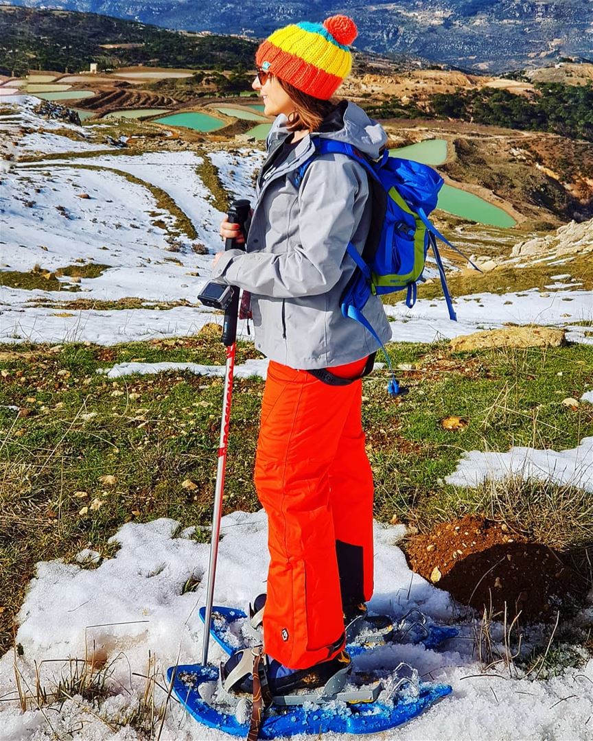 Your speed doesn't matter,  forward is forward 🐢 snowshoeing without... (Falougha, Mont-Liban, Lebanon)