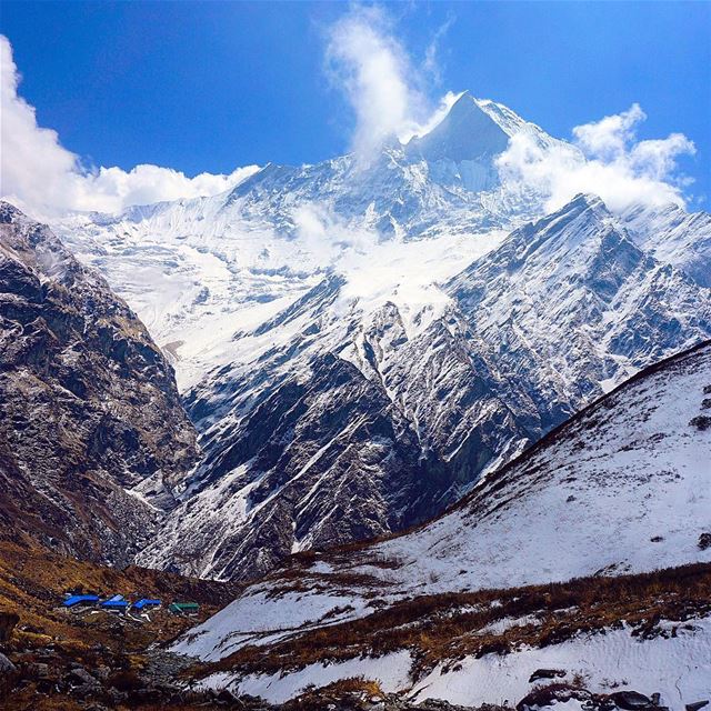 Your world is big as u can make it, begin imagining. 📍Machhapuchhre Base... (Machhapuchhre Base Camp, Himalaya)