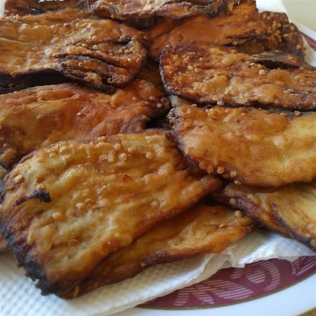  باذنجان مقلي eggplants   food  lebanesefood   instafood  lebanon ...