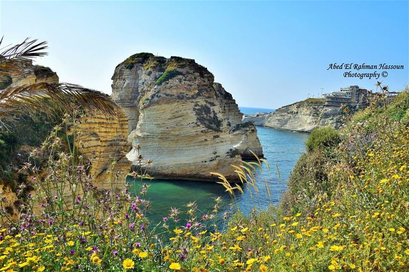 حلوة الروشة بالربيع 😍 Beirut  Beyrouth  Keepcalm  Mediterranean  Sea ... (Pigeon Rock Beirut.)