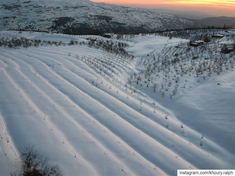 زيح ابيض...  snow  sunset  cold  dronestagram  dronephotography ... (Qanat Bakish, Mont-Liban, Lebanon)