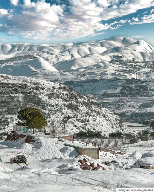 🏔️🇱🇧  Lebanon  Morning   Nature  Snow  Mountains  Green  Blue  White ... (Wata El Jawz)