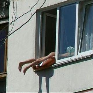 ☀️ ☀️ 😂 Caught sunbathing on her window 😂 this is just to much😝 (maybe... (Beirut, Lebanon)