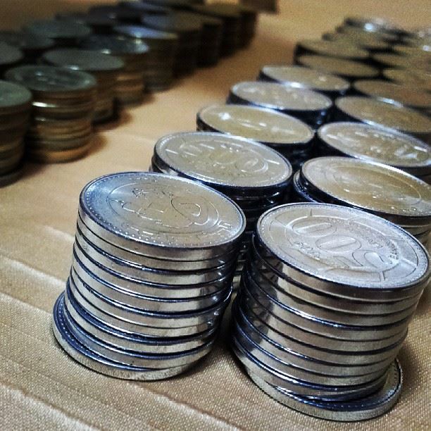 100  $  dollars  coins  lebanese  pounds  lira  lebnenieh  lebanon ...