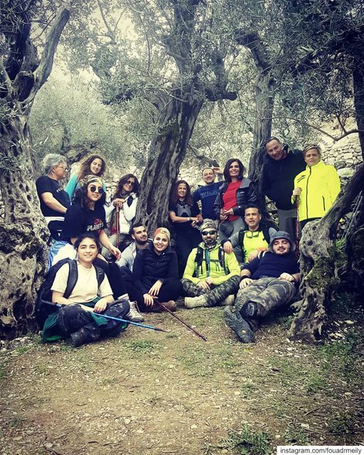 15 people in one Olive tree  hikinglb  hikersofinstagram  hikers  hiking👣... (Bchaalé, Liban-Nord, Lebanon)