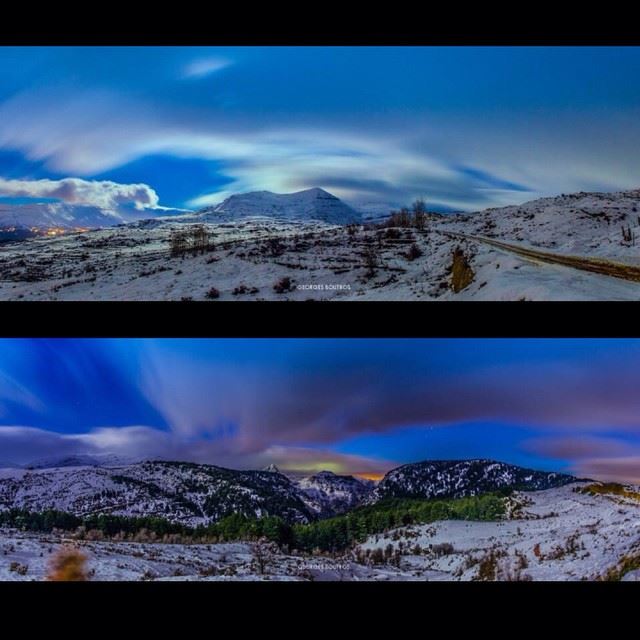 2 panoramic shots while The Storm Zina approaches, showing:-Cedars of God... (Hadath Al Jubbah, Liban-Nord, Lebanon)