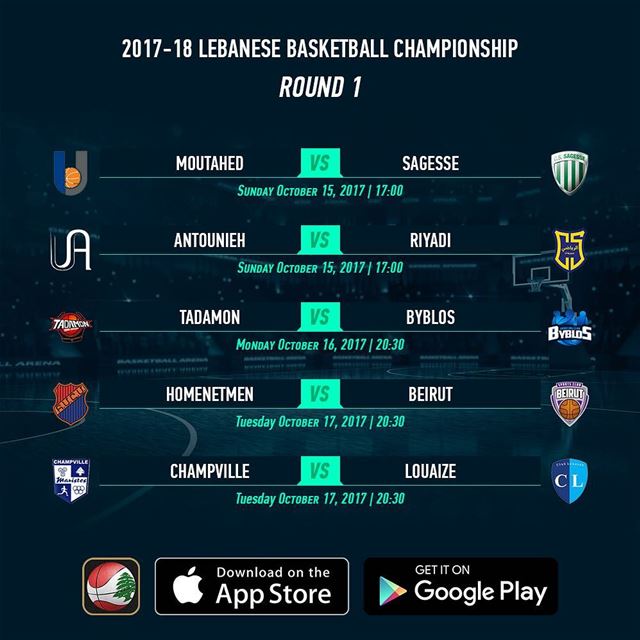2017-18 Lebanese Basketball Championship - Round 1 - Schedule - Download...
